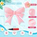 Inflatable 3 Pcs Pink Bow Pool Floats with Pump for Adults, Large Pink Bow PVC Balloons Pool Party Decor for Summer Swimming Birthday Wedding Baby Shower Gender Reveal Bridal, Bow-double