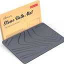 Stone Bath Mat, Diatomaceous Earth Shower Mat, Non-Slip Super Absorbent Quick Drying Bathroom Floor Mats, Natural, Easy to Clean (23.6 x 15.35 Darkgrey)