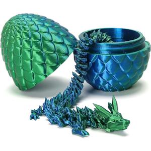 3D Printed Dragon with Surprise Egg,Surprise Dinosaur Eggs Fidget Toys for Kids, Birthdays, Halloween Christmas Decorations Gifts Indoor Outdoor for Girls Boys (Green)