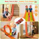 Flexible Race Track Toys for Kids: 15 Ft Rolls Up DIY Racetrack with 4 Cars & 10 Suction Cups - Compatible with Hot Wheels and Diecast 1/64th Cars - Birthday Gifts for Age 3-8 Years Old Boys Girls (Orange)