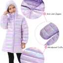 Cutemile 4-12 Years Girls Winter Jacket Long Puffer Coat Water Resistant with Hooded (Purple)