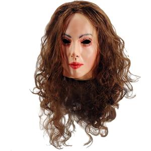 HENGYUTOYMASK Realistic Latex Female Woman Face Mask Halloween Latex Mask with Wig Lady Crossdressing Sissy Transgender Costume