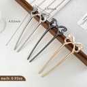 3 x 3PCS French Bow Twist Hair Pins for Women,Vintage U Shaped Black Silver Gold Metal Hair Forks for Long Thick Hair,2 Long Prong Chignon Hair Sticks for Bun,Large Cute Long Hairpins for Updos