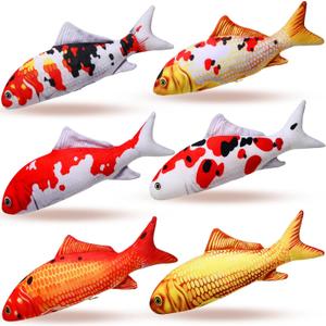 Barydat 6 Pcs 12 Inch Fish Plush Toy Pillow Soft Cushion Animal Realistic Fish Stuffed Carp Toy for Cat Pets or Kids Birthday Gifts