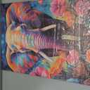 LYUNSHUO Elephant Canvas Wall Art Colorful Animal with Flowers Pictures Print Africa Wildlife Painting Modern Artwork for Home Wall Decor Ready To Hang(Elephant-11,16.00"x24.00")