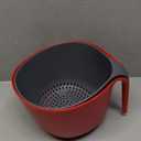 2 Pcs Plastic Mixing Bowls with Colander, 5qt - Nesting Bowls for Kitchen Cooking and Baking Supplies, Red & Gray