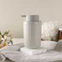 BosilunLife Grey Soap Dispenser Set - 2 Pack 12oz Ceramic Dish Soap Dispenser with Rust Proof Pump for Kitchen, Hand Soap and Lotion Set Suitable for Farmhouse Bathroom Decor