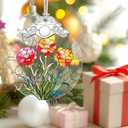 2 x Christmas Ornaments: Stained Glass-Style January Birth Flower Ornament  Christmas Tree Decorations, Holiday Party Gifts, Mother's Day & Birthday Gifts for Women, Mom & Grandma | Birth Flower Gift (December)