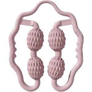 TOMOO 4 Wheels Muscle Roller Massager With Circular Leg Clamps - 360 Roller for Leg, Neck, Hand, Arm Relax - Indoor Sports, Yoga, Bodybuilding Equipment (Pink)