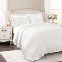 Lush Decor Reyna Ruffle Comforter Set - 3 Piece Full/Queen Size Ruffle Comforter Set - Elegance for Bedroom - Full/Queen, Pure White