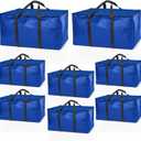 ClearSpace Heavy Duty Moving Bags or Storage Bag  Large Moving Boxes with Backpack Straps, Zippers & Handles  Perfect for Moving, College Dorm, Traveling, Camping, Christmas Decorations, 8 Pack (Blue)