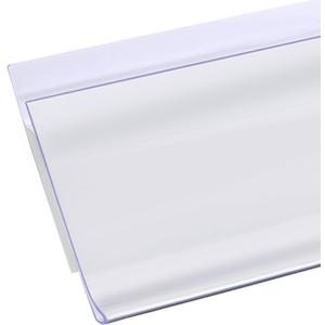 Shelf Label Strips, Pro Painter 100 Pack Snap-in 1.25H Angled Shelf Strip Price Tag Holder Fits Standard Gondola Shelf Channel, Clear Plastic Front/White Back Sign Holder for 48 Long Shelf, 47-11/16 Inches