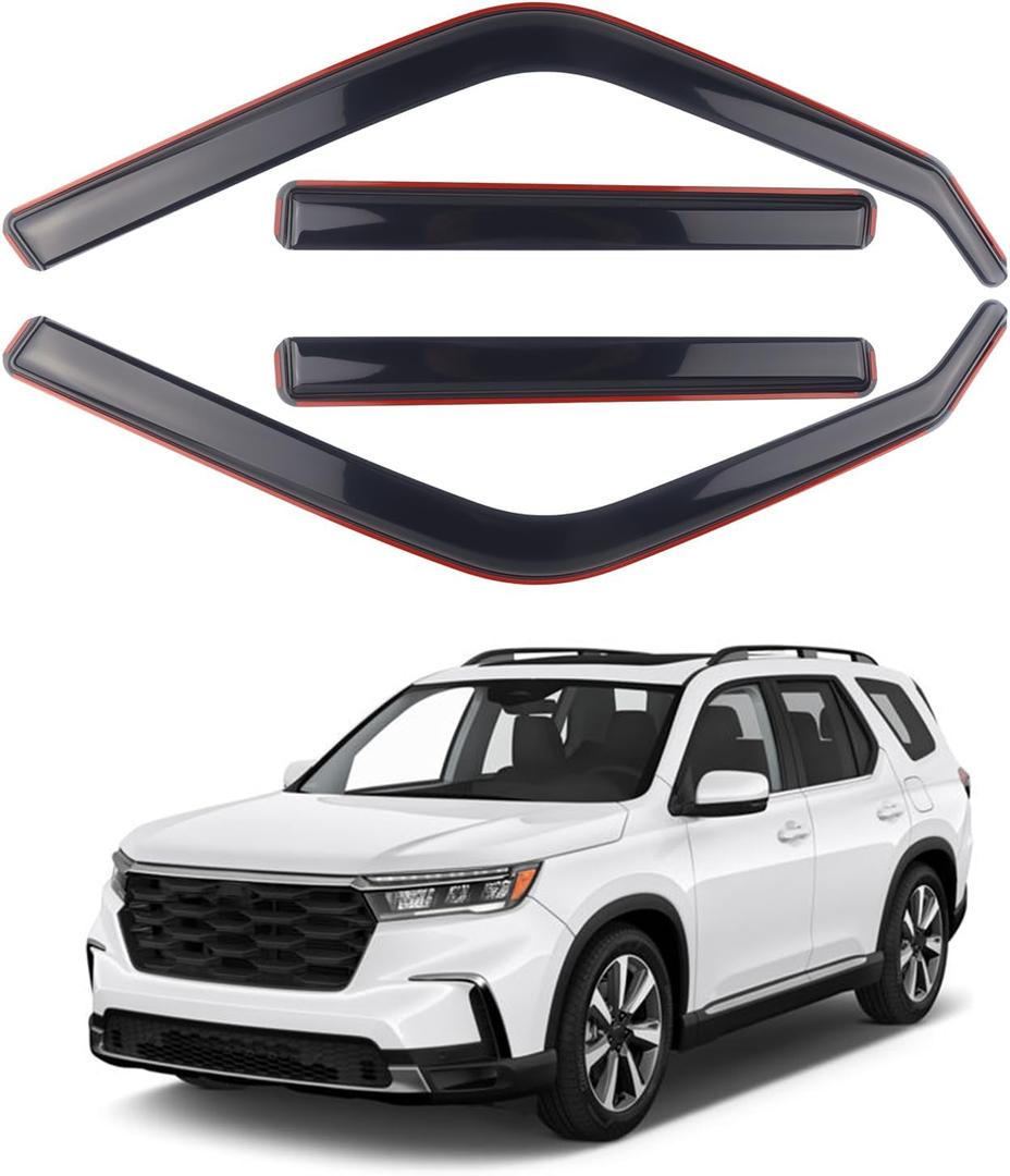 4 Pieces in-Channel Extra Durable Rain Guards Fit for 2023-2025 Honda Pilot,Window Deflectors,Window Visors (Smoke Black)