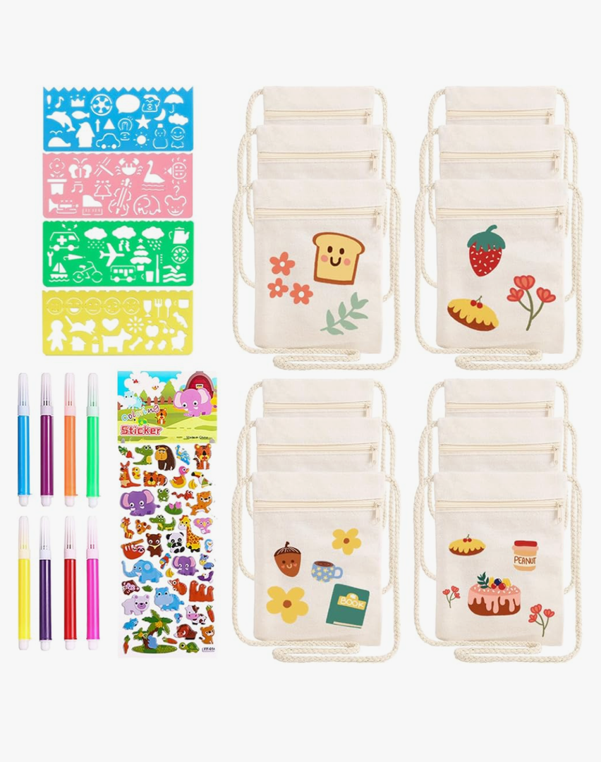 LEMESO 12 Pcs Blank Coin Purse Pouch for Crafts, Mini Zipper Bags for Coins, Credit Cards, Gift Cards, Ear Buds, Keys - 7 × 4.7 Inch