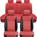 Elantrip Car Seat Cover Full Set Leather Car Seat Protector Universal fit for Most Cars SUVs and Trucks Water Proof Front and Rear Seat Protector Red