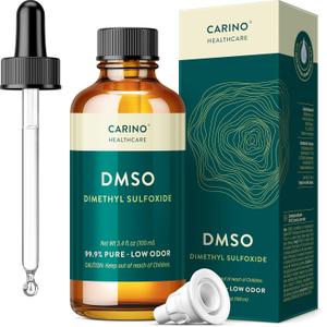 Carino HealthCare DMSO 99.9% Pharmaceutical Grade - FT-IR Verified Dimethyl Sulfoxide in Amber Glass Bottle with Pipette & Dropper Cap 3.38 oz