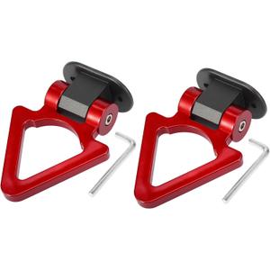 X AUTOHAUX 2 Set Universal Red Triangle Shaped Car Tow Hook Decor Bumper Trailer Sticker Adorn
