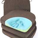 SUNROX Gel Memory Foam Chair Cushions, FadeShield Water-, Stain-Resistant Durable Reversible Seat Cushion Pads with Ties for Indoor/Outdoor Kitchen Dining Office, 19"x19", Set of 4, Heather Chestnut