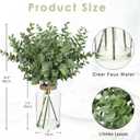 Fake Real-Touch Eucalyptus in Glass Vase with Faux Water Realistic Faux Greenery Decor, 18" Tall, Artificial Eucalyptus Arrangement for Home, Farmhouse, Kitchen, Bathroom, Office