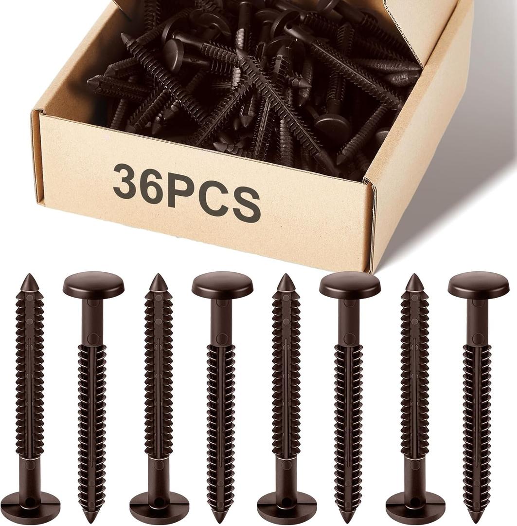Blulu 36 Pcs 3 Inch Vinyl Shutter Fastener Window Panel Peg Lok Pin Pegs Screws Shutter Spikes Anchor (Federal Brown)