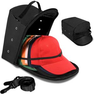 Hat Storage Bag for Baseball Caps, Hat Travel Case Hat Organizer Bag with Hat Holder Protects up to 12 Hats for Travel, Home Storage with Shoulder Strap, Black, Patent Pending
