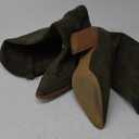 iiimmu Cowgirl Boots Women Knee High Boots Pointed Toe and Block Heel Cowboy Suede and Faux Leather Boots with Embroidered (10, Green)