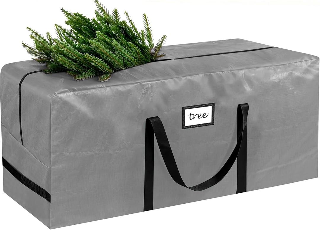 HABGP 9 ft Christmas Tree Storage Bag, Fits Artificial Xmas Holiday Tree, Durable Christmas Tree Storage Box Waterproof Material with Zippered Bag & Carry Handles, Protects from Dust, Moisture - Gray