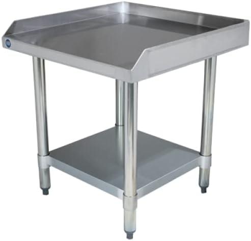 Stainless Steel Equipment Grill Stand with Adjustable Undershelf | Heavy Duty 18-Gauge Top | NSF Certified for Commercial Kitchen & Utility Use Size (24inch x 24 inch x 17 inch)