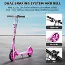 Scooters for Kids 8-12, Teens & Adults - Lightweight, Foldable, 8-Inch Big Wheels, Hand Brake & Bell, 4 Adjustable Height Levels, 240 lbs Max Load, Perfect for School, Campus and Park Rides