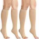 +MD 2 Pairs Medical Compression Socks for Women & Men 20-30 mmHg, knee High Open Toe Stocking for Edema, Varicose Veins