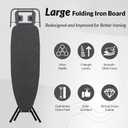 ZOES HOMEWARE 2026 Enhanced Ironing Board, Folding Iron Board with Retractable Iron Rest& Hook, 7-Level Height Adjustable Ironing Table with Thermo-Reflective Surface &10mm Thicken Pad, 43"x14"x36"