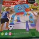 Toys for 1 Year Old Boy - Toddler Basketball Hoop & Soccer Goal & Baseball Activity Center with Light Sound Music, Puppy Montessori Sports Toy, Christmas Birthday Gift for Baby 12-18 Months, Yellow