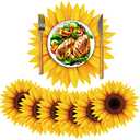 Sinmoe Disposable Paper Placemats Bulk 13 Inch Paper Charger Place Mat Party Charger Plates Table Place Mats for Dinner Wedding Birthday Baby Shower Spring Dining Tableware(Sunflower)