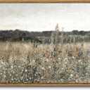 InSimSea Framed Canvas Wall Art Vintage Decor, Wildflower Field Canvas Wall Art Paintings Prints, Rustic Landscape Wall Decor for Bathroom Office, Office Dining Room Decor, 11"x14" (Champ Fleuri)