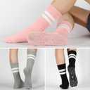 Pilates Socks with Grips for Women, Non-Slip Grippy Yoga Socks with Sticky Bottom for Barre, Workouts, Hospital