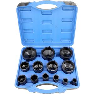 13pc Spindle Nuts Socket Kit Ball Joints Axle Locknut Remove Install Locking Hub Socket for KM Groove Nuts, 4 Teeth Exterior with 1/2'' 21.5mm 25mm 30mm 32.5mm 36mm 43mm 48.5mm 57mm 62.5mm 69mm 76mm