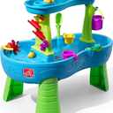Step2 Rain Showers Splash Pond Water Table, Kids Water and Sand Activity Sensory Playset, Summer Outdoor Toys, 13 Piece Water Toy Accessories, For Toddlers 1.5+ Years Old, Blue & Green, 39 X 24 X 32