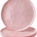 SILVER SPOONS Pink Plastic Dinner Plates for Party, (10 PC) Heavy Duty Disposable Dinner Set, 10”, Fine China Look Dishes, Great for Baby Showers, Holidays, Weddings and Events, Hammered Design