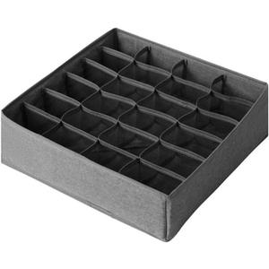 Underwear Organizer with Drawer Dividers, Foldable Fabric Dresser Closet Organizers Bins, Bedroom Cabinet Organization and Storage Box for Baby Clothes, Undies, TiesSock-Dark Grey (24 Cell)