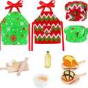 DIYASY Christmas Mini Elf Outfit Accessories, Elf Baker Clothes Kit Xmas Doll Props Set Apron Hats Rolling Pin Egg Cookie Tray Mixing Bowl Xmas DIY Craft Gift for Kids