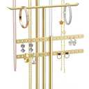 pickpiff Jewelry Stand Holder Organizer: 14.5" Sturdy Hanger for 80 Pcs Jewelry, Gift for Women, Gold Jewlery Tower for Necklace, Earring, Bracelet