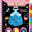 FUNNYB&G Foil Art Craft Kit for Girls 4-10 Years Old: Mess-Free & No-Glue, Create 16 Sparkly Dress Up Pictures Perfect Travel Toy & Birthday Gift for Kids (Dress Up)