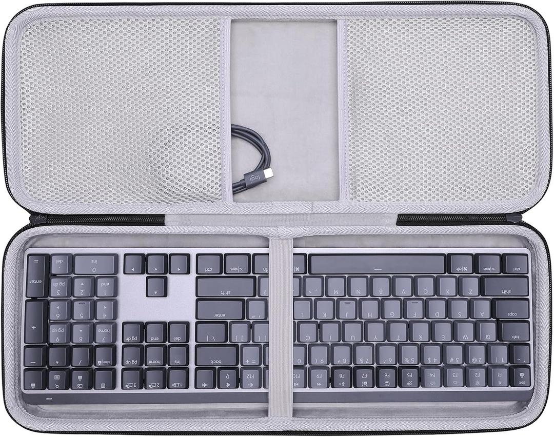 LTGEM Case Compatible with Logitech MX Mechanical Wireless Illuminated Performance Keyboard, Office Travel Carrying Storage Bag - Black+Gray (Case Only)