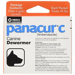 Panacur C Canine Dewormer (Fenbendazole), 4 Gram, 3 Count (Pack of 1), Red EXP: 2027/06