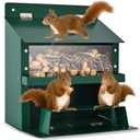 Squirrel Feeders for Outside, Metal Squirrel Feeder with Flip Lid, Large Transparent Bin, Outdoor Hanging Squirrel Feeder for Squirrel, Chipmunks, Wildlife, Great Gift for Mom & Nature Lovers