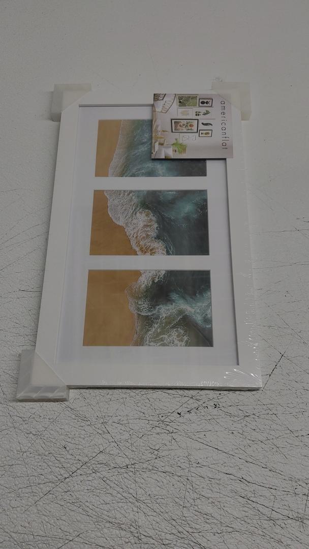 Americanflat 3.5x 5.5 Collage Picture Frame with Shatter-Resistant Glass - Fits Three 3.5x5.5 Photos or Use as One 9.2x15.3 Picture Frame - Signature Collection - Collage Frames for Tabletop and Wall - White