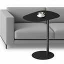C-Shaped Metal Side Table, Slides Under Sofa for Small Spaces | Black Iron End Table, Lightweight & Compact TV Tray with Modern Design for Living Room, Bedroom, Bathroom
