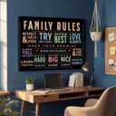 Family Rules Canvas Wall Art Family Inspirational Quotes Wall Decor Picture Colorful Uplifting Man Cave Poster Print Painting for Home Office Bedroom Living Room Home Decorate Prepare To Hang