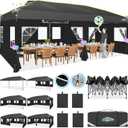 COBIZI 10x20 Pop Up Canopy with 6 Sidewalls One Push Setup Outdoor Event Shelter Waterproof UPF 50+ Gazebo Tent with Carry Bag,Air Vent,Sandbag for Wedding, Commercial, Party,Black