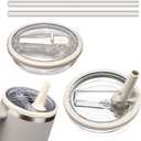 40 OZ Tumbler Flip Straw Lid Replacement Fit for Stanley Quencher Tumbler, 2 PCS Spill Proof and Leak Resistant Tumbler Lids Compatible with Stanley Cup Accessories(Cream)